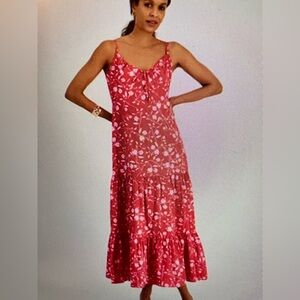 Inc International Concepts Petite Sleeveless Tiered Red Maxi Dress